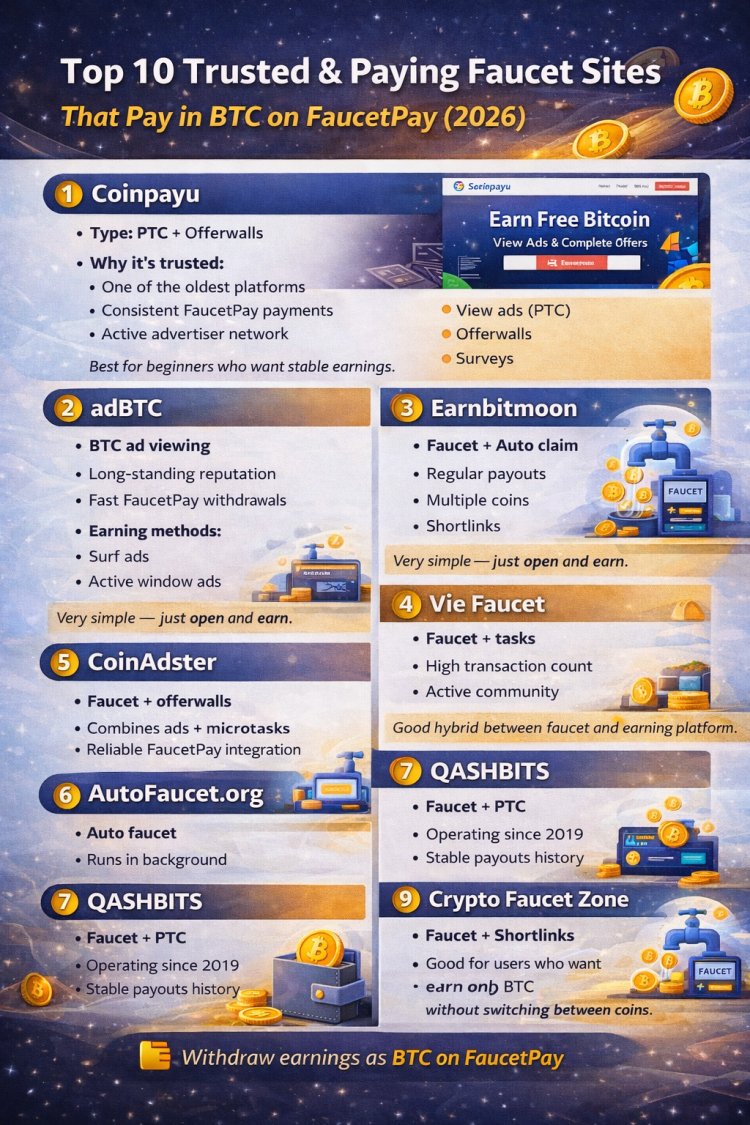 Top 10 Trusted FaucetPay Sites That Pay in BTC (2026 Guide)
